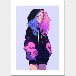 Anime Dreamer Sad Girl Hooded Posters and Art